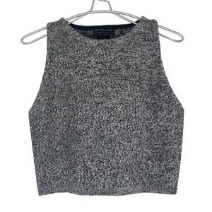 Alice + Olivia Wool Knit Tank Cropped in Gray Size Medium